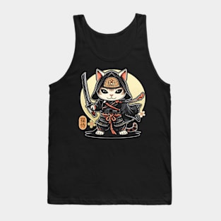 Kawaii Japanese Anime ga Samurai Ninja Cat Tank Top